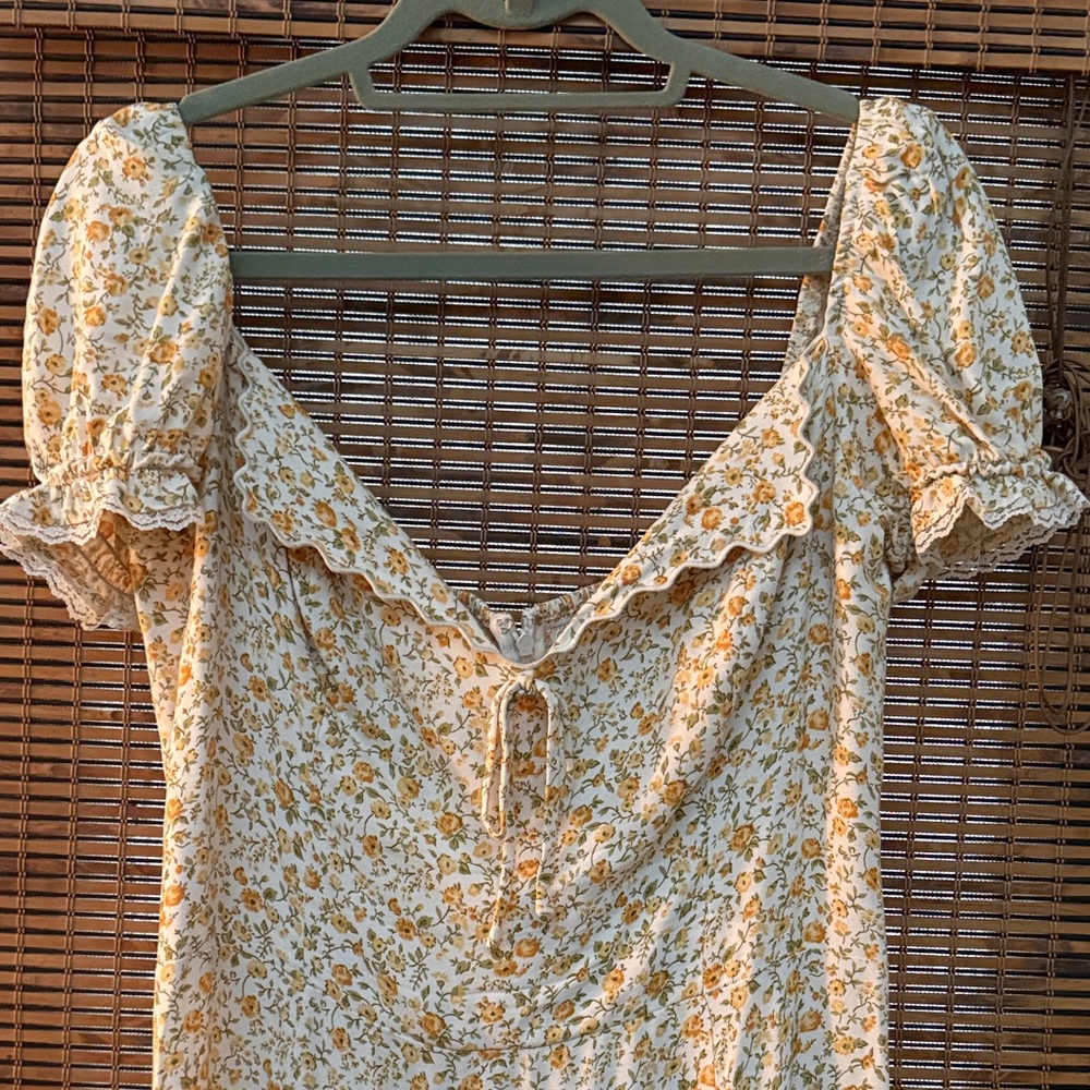 Reformation Shyla Midi Yellow Floral Dress - Picture 2 of 7